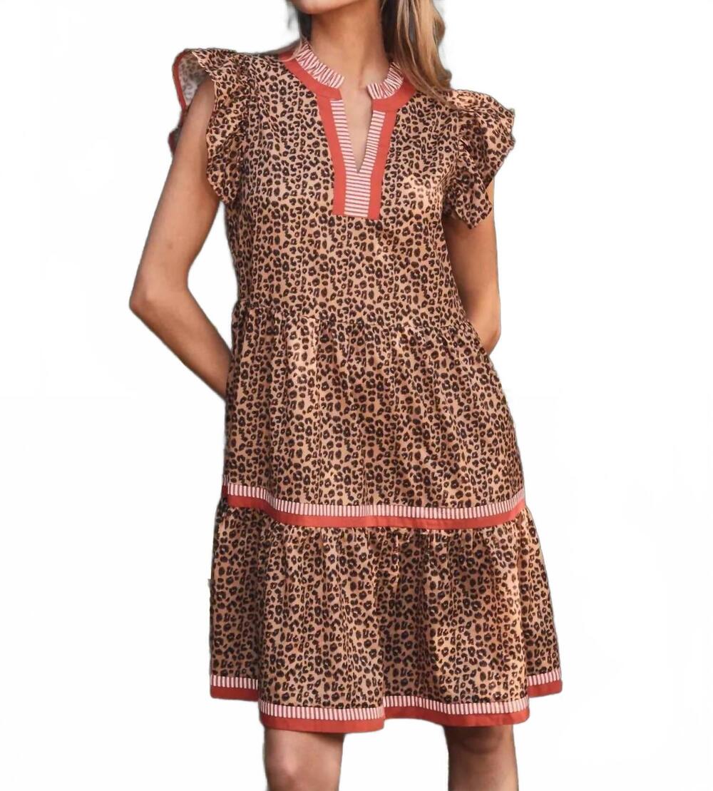 NEW ODDI animal print tiered dress in leopard